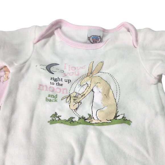 Bundle of 2 Bunny Theme Onesies 100% Cotton Guess How Much I Love You Baby 9 M - Picture 2 of 13